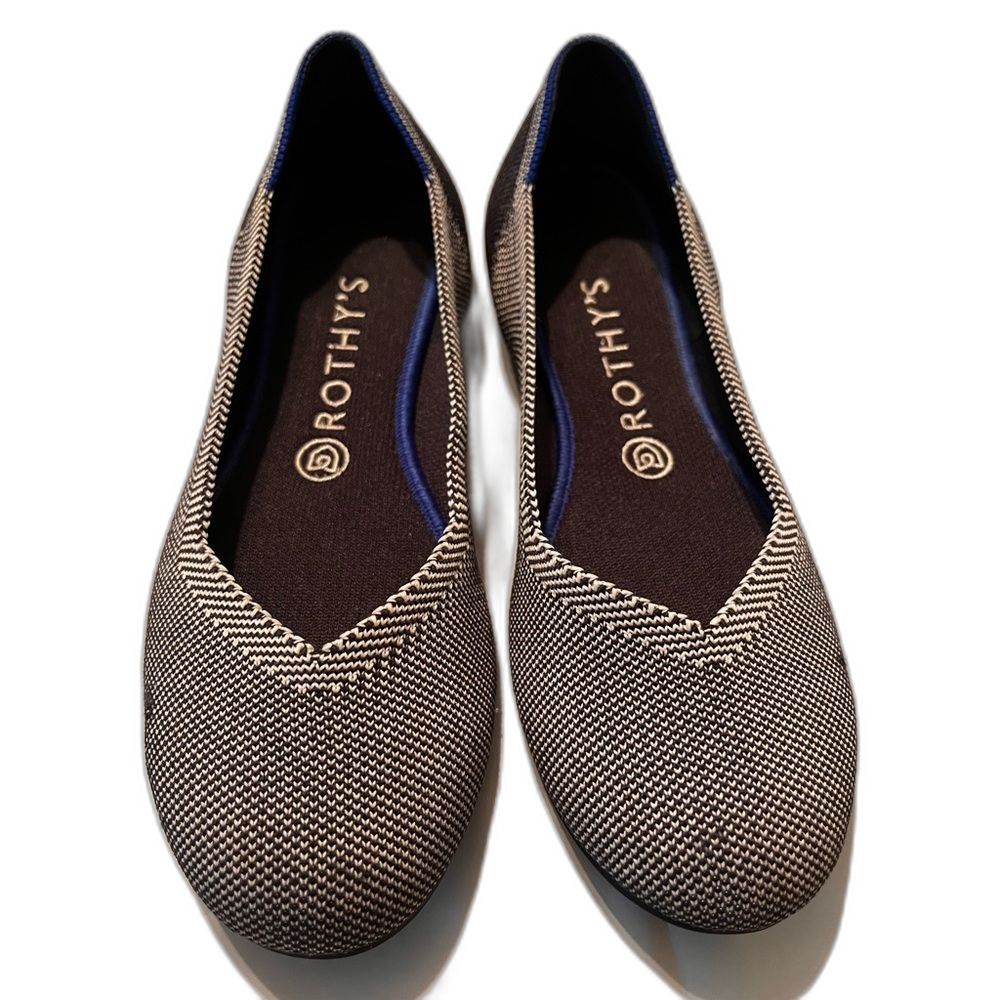 Rothy's Black and White Flats with Knit Upper